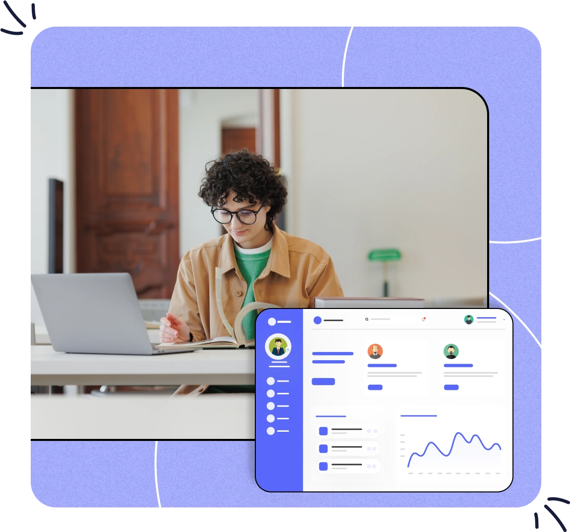 Tutor using a digital dashboard for lesson and business management.