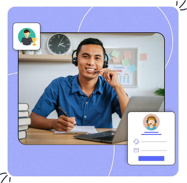 Support representative assisting users through online chat.