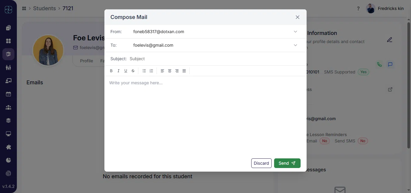 Compose message option in Seemi CRM prospect profile