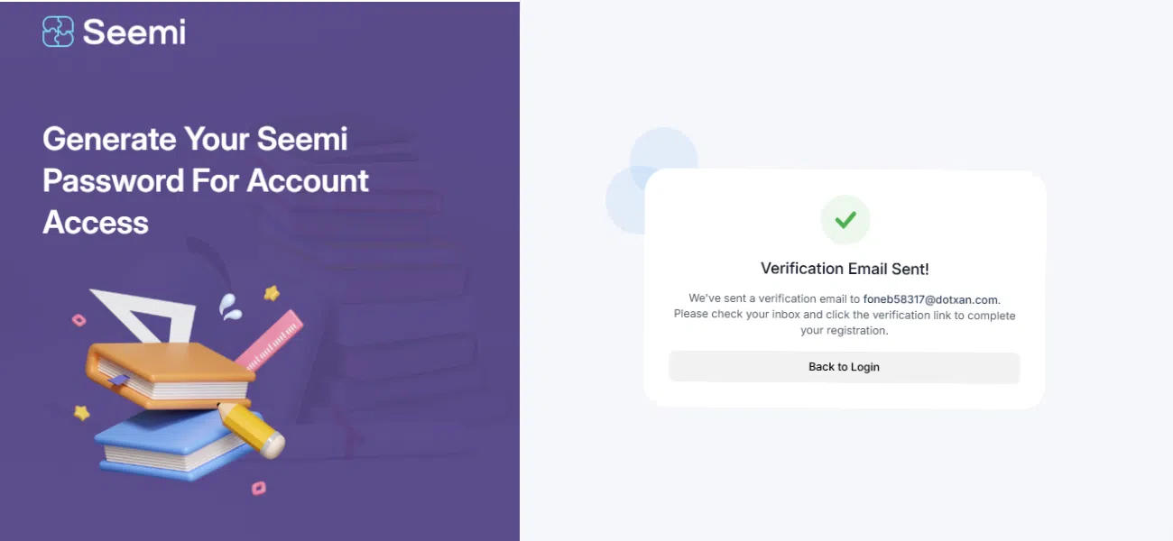 Seemi CRM email verification message with confirmation link