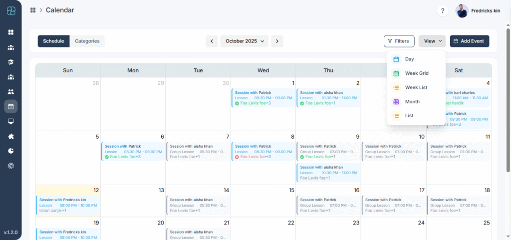 Open the calendar to view and manage tutoring sessions.