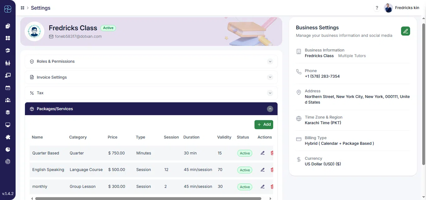 Add Package button and form in the Packages section