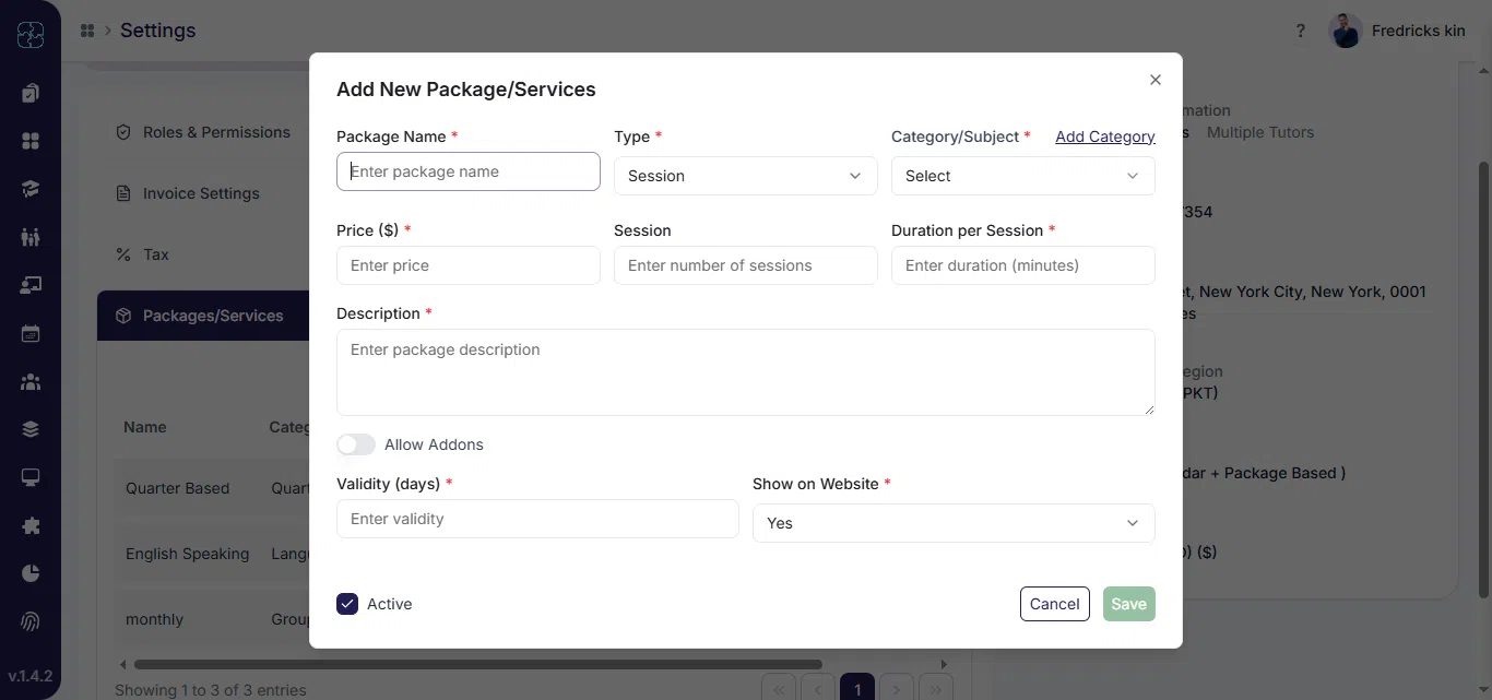 Allow Addons toggle enabled in the package editor