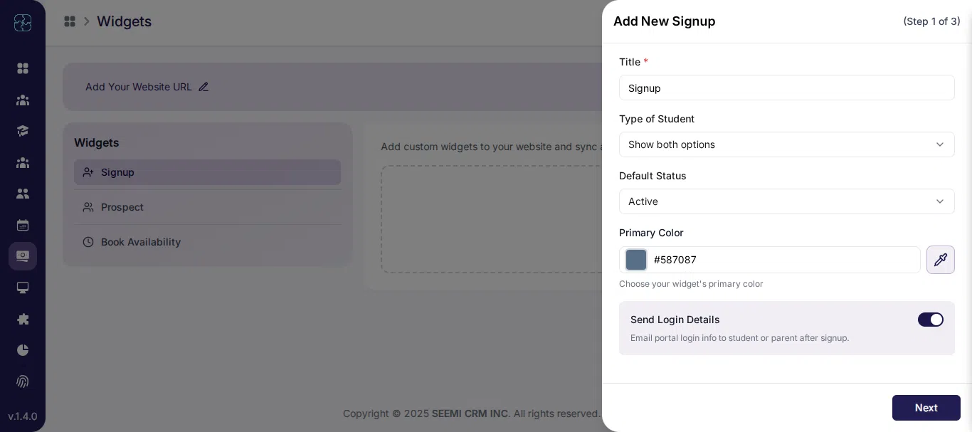 Signup widget basic information settings in Seemi