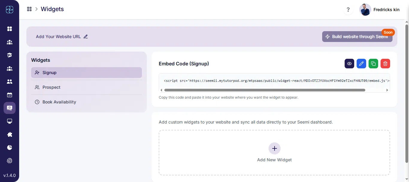 Embed code for Signup widget in Seemi