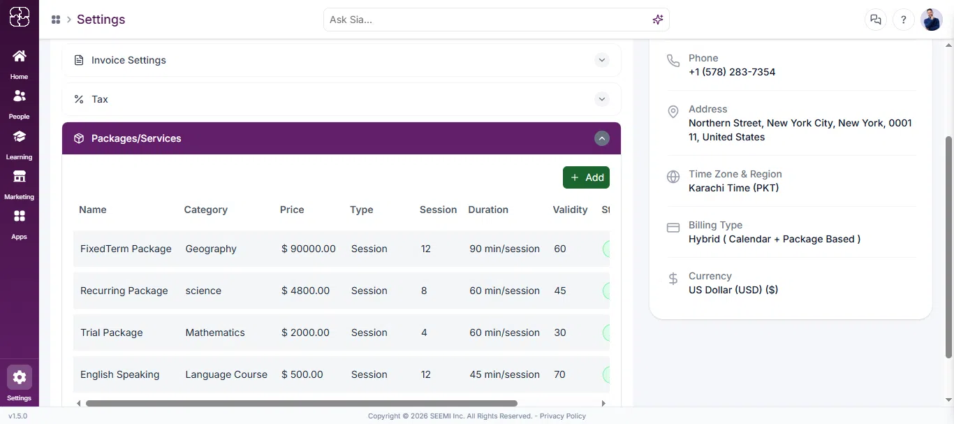 Add Package button in the Packages section